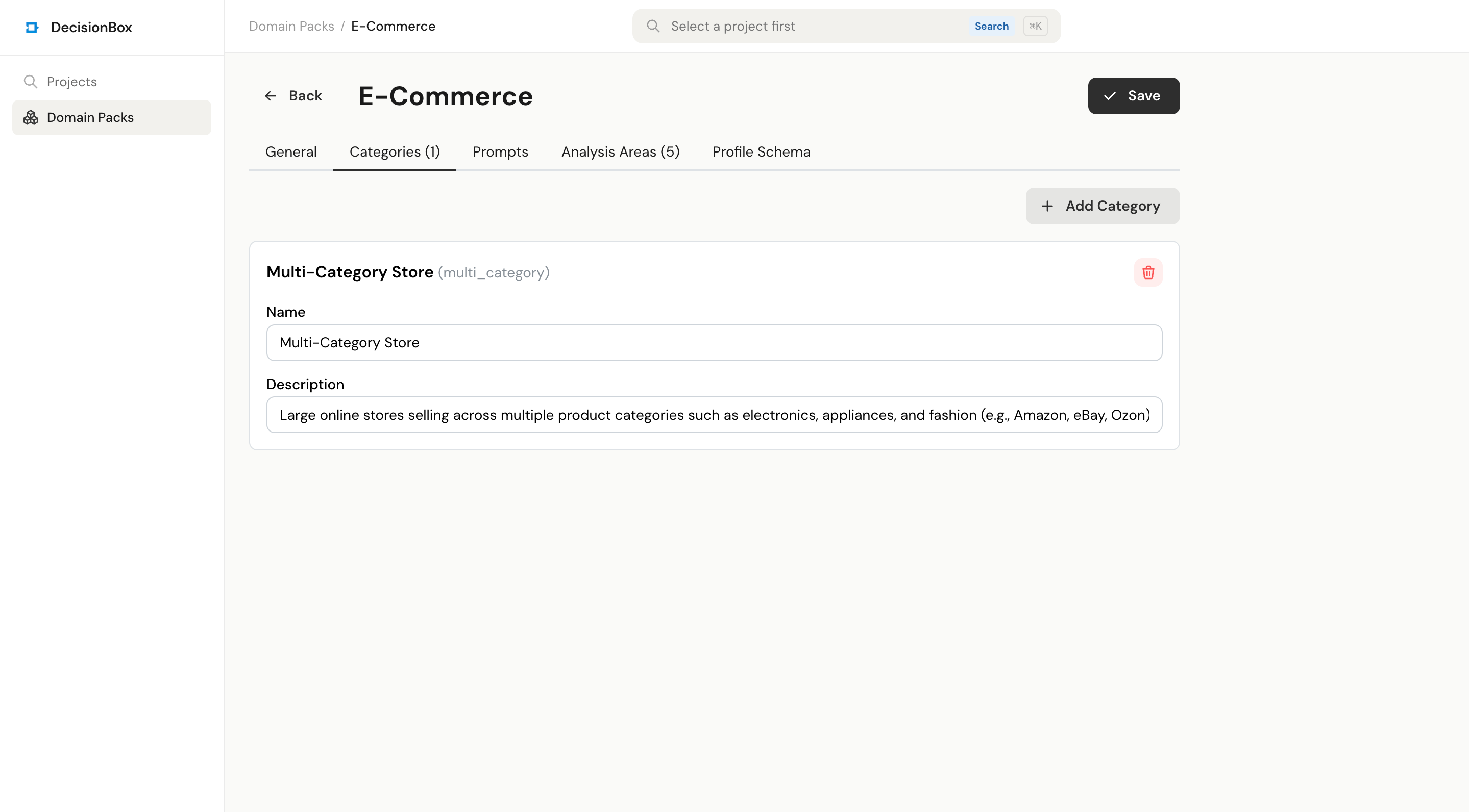Categories tab showing the Multi-Category Store category