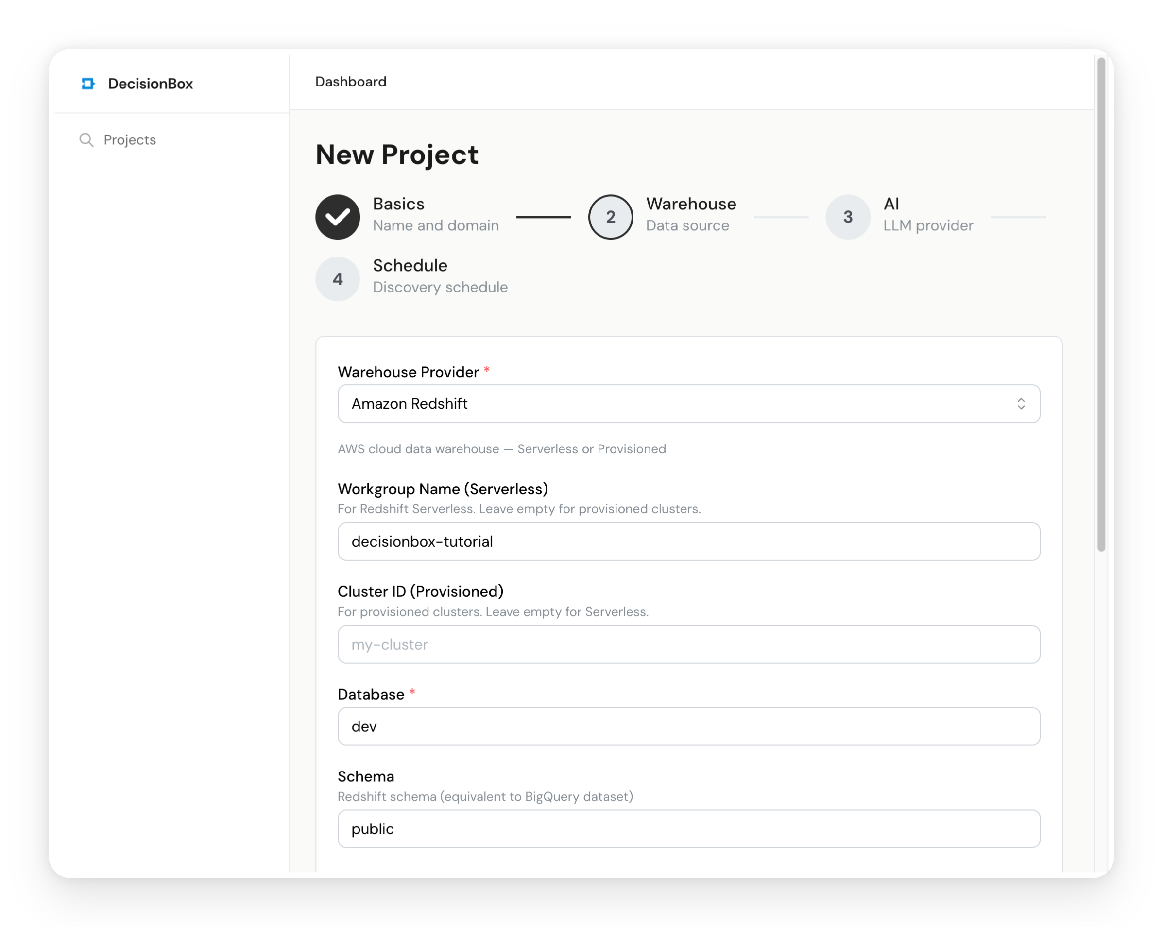 Redshift warehouse configuration