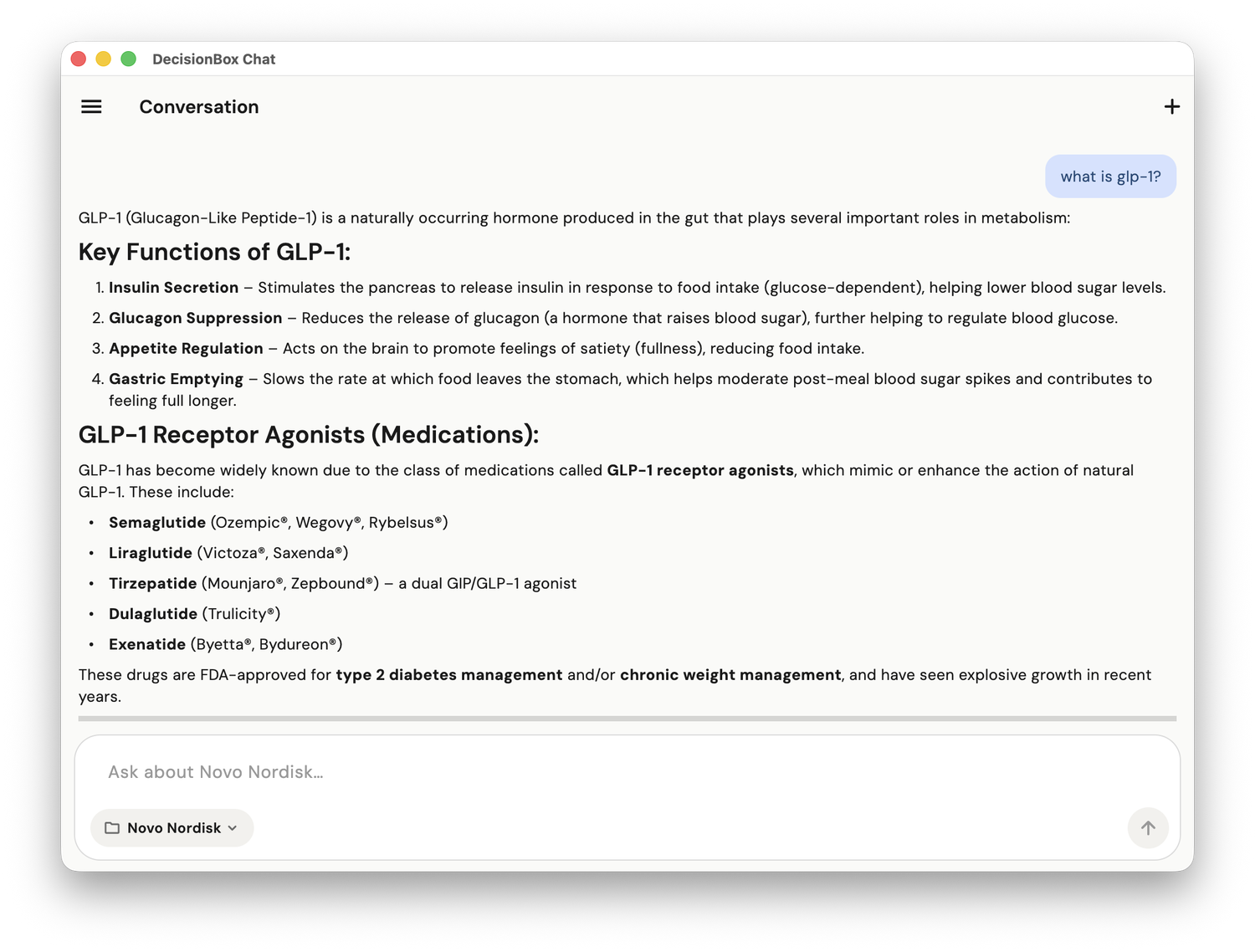 DecisionBox desktop app — agentic Data Q&A conversation